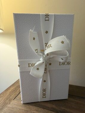 Dior White Gift Box with Gold Logo Ribbon and Stars
